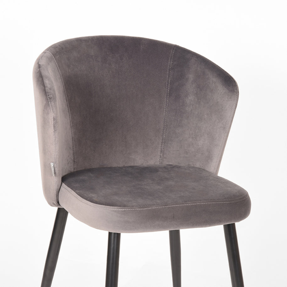 LABEL51 Eetkamerstoelen Wave - Grijs - Velvet - Zwart Metalen Frame