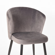LABEL51 Eetkamerstoelen Wave - Grijs - Velvet - Zwart Metalen Frame
