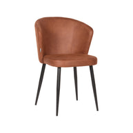 LABEL51 Eetkamerstoelen Wave - Cognac - Kunstleder - Zwart Metalen Frame