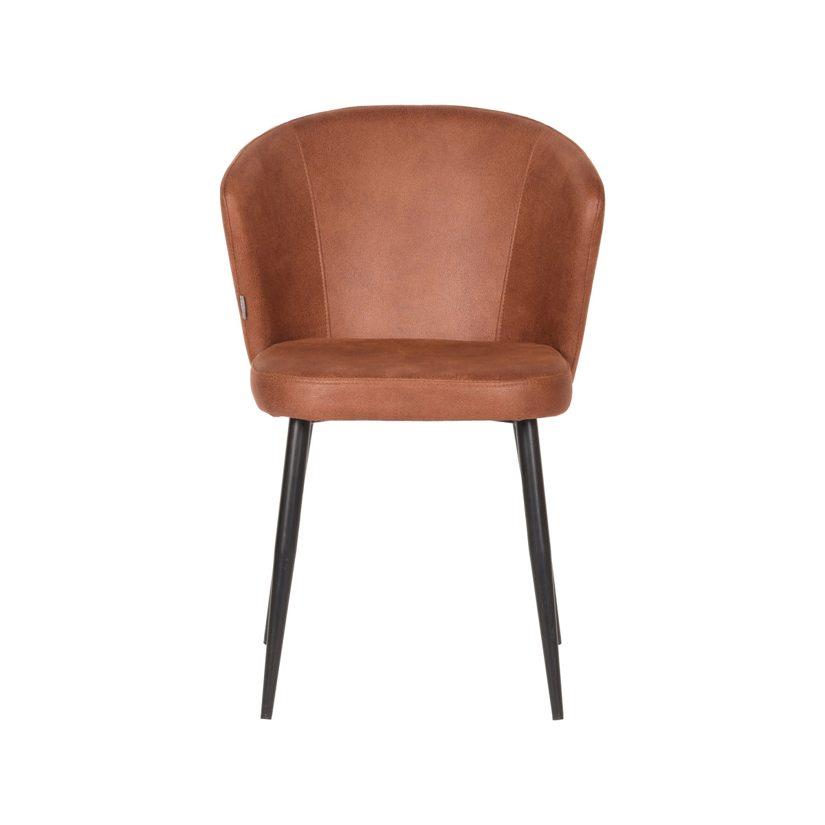LABEL51 Eetkamerstoelen Wave - Cognac - Kunstleder - Zwart Metalen Frame