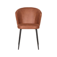 LABEL51 Eetkamerstoelen Wave - Cognac - Kunstleder - Zwart Metalen Frame