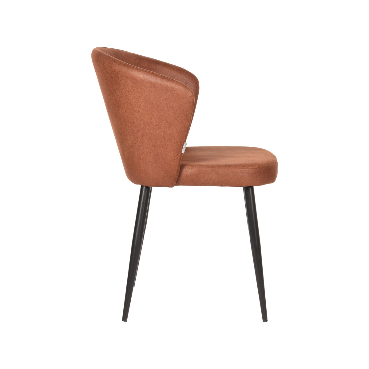 LABEL51 Eetkamerstoelen Wave - Cognac - Kunstleder - Zwart Metalen Frame