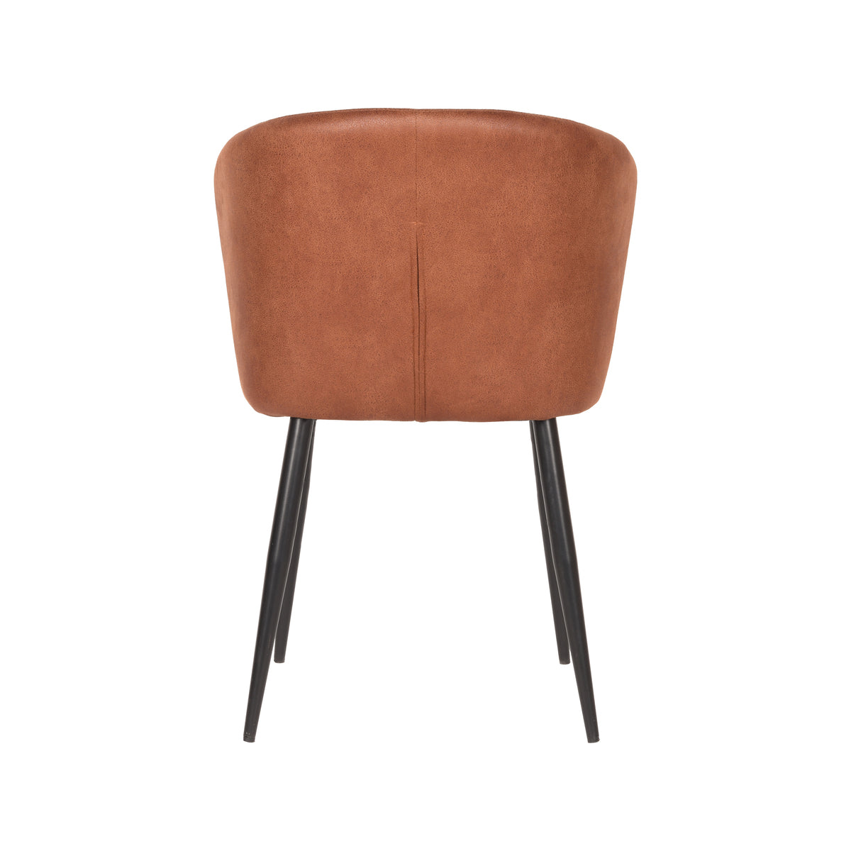 LABEL51 Eetkamerstoelen Wave - Cognac - Kunstleder - Zwart Metalen Frame