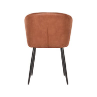 LABEL51 Eetkamerstoelen Wave - Cognac - Kunstleder - Zwart Metalen Frame