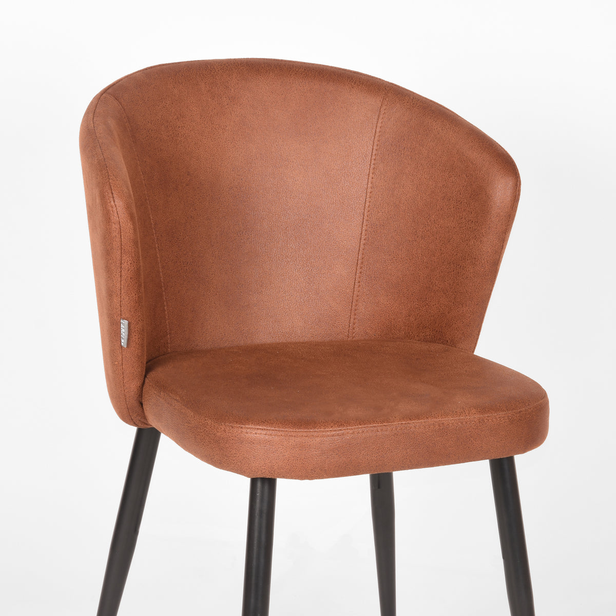 LABEL51 Eetkamerstoelen Wave - Cognac - Kunstleder - Zwart Metalen Frame