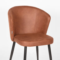 LABEL51 Eetkamerstoelen Wave - Cognac - Kunstleder - Zwart Metalen Frame
