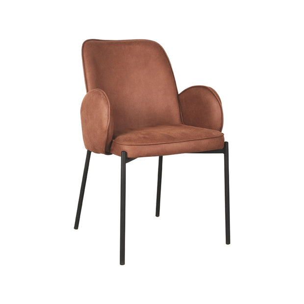 LABEL51 Eetkamerstoelen Jari - Cognac - Kunstleder - Zwart Metalen Frame