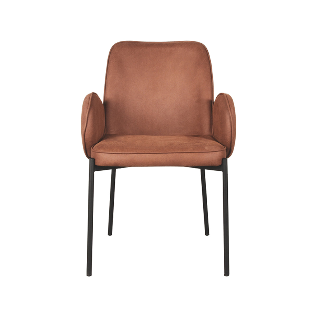LABEL51 Eetkamerstoelen Jari - Cognac - Kunstleder - Zwart Metalen Frame