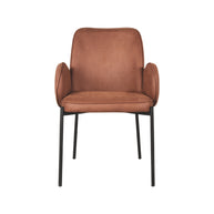 LABEL51 Eetkamerstoelen Jari - Cognac - Kunstleder - Zwart Metalen Frame