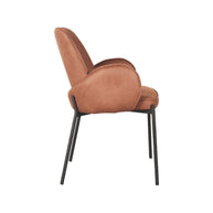 LABEL51 Eetkamerstoelen Jari - Cognac - Kunstleder - Zwart Metalen Frame