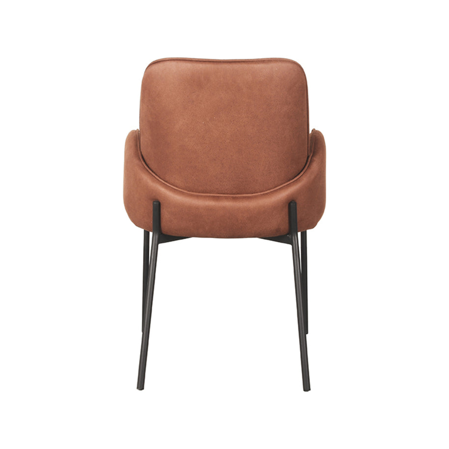 LABEL51 Eetkamerstoelen Jari - Cognac - Kunstleder - Zwart Metalen Frame