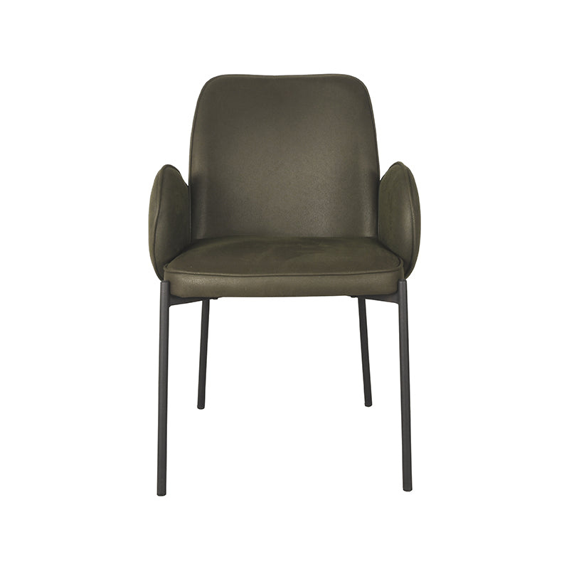 LABEL51 Eetkamerstoelen Jari - Army - Kunstleder - Zwart Metalen Frame