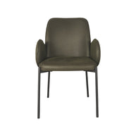 LABEL51 Eetkamerstoelen Jari - Army - Kunstleder - Zwart Metalen Frame