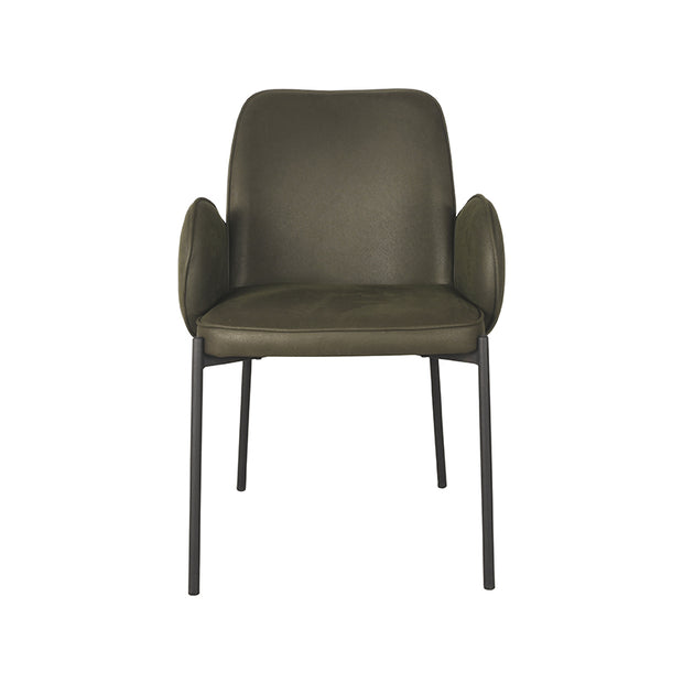 LABEL51 Eetkamerstoelen Jari - Army - Kunstleder - Zwart Metalen Frame