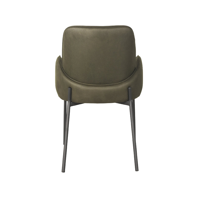 LABEL51 Eetkamerstoelen Jari - Army - Kunstleder - Zwart Metalen Frame