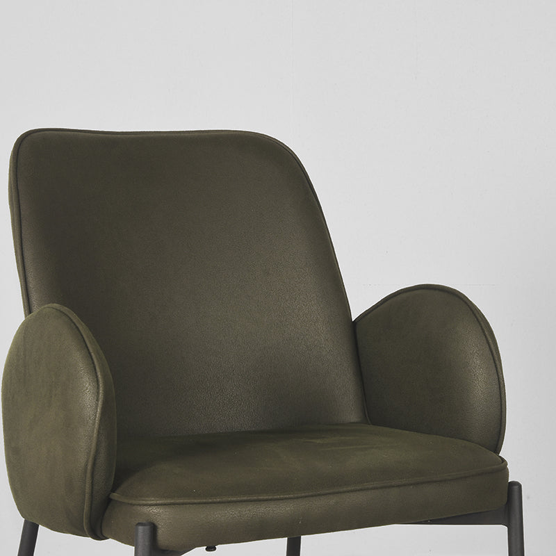 LABEL51 Eetkamerstoelen Jari - Army - Kunstleder - Zwart Metalen Frame