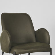 LABEL51 Eetkamerstoelen Jari - Army - Kunstleder - Zwart Metalen Frame