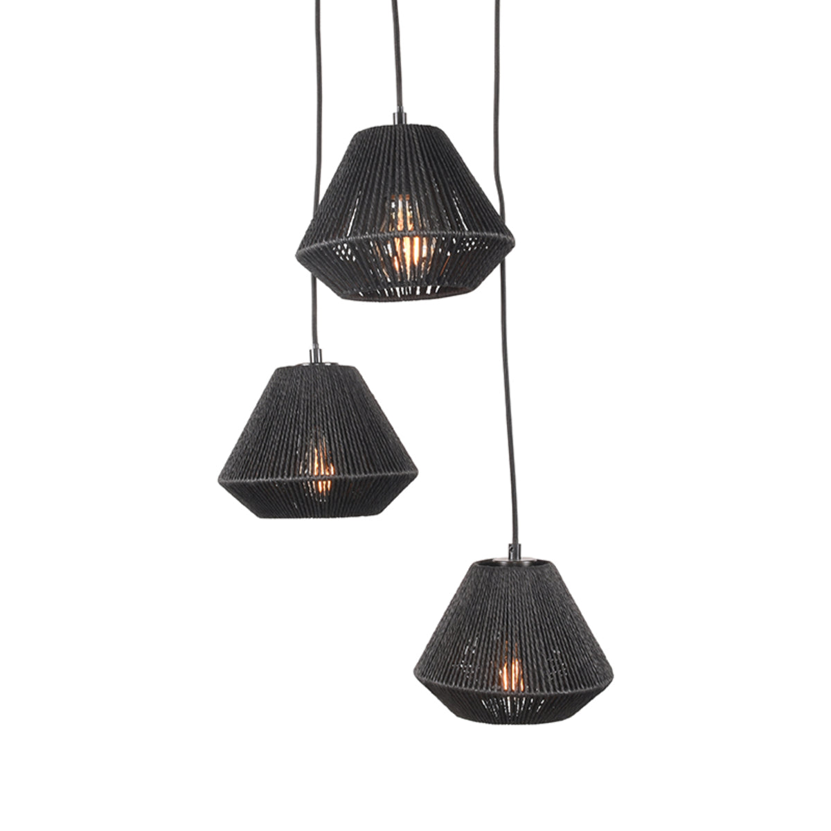 LABEL51 Hanglampen Ibiza - Zwart - Jute - 3-Lichts