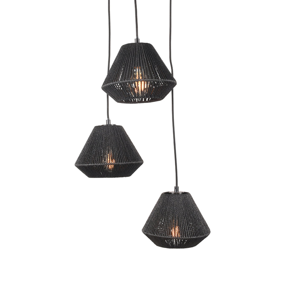 LABEL51 Hanglampen Ibiza - Zwart - Jute - 3-Lichts