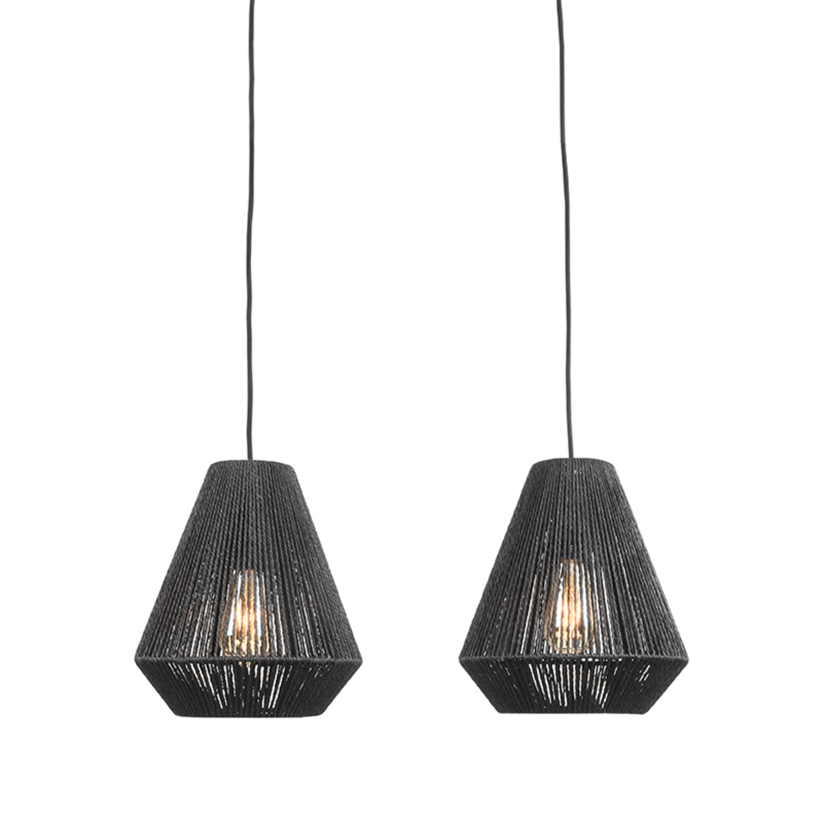 LABEL51 Hanglampen Ibiza - Zwart - Jute - 2-Lichts