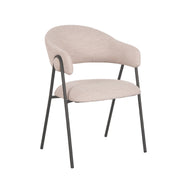 LABEL51 Eetkamerstoelen Lowen - Naturel - Boucle - Zwart Metalen Frame
