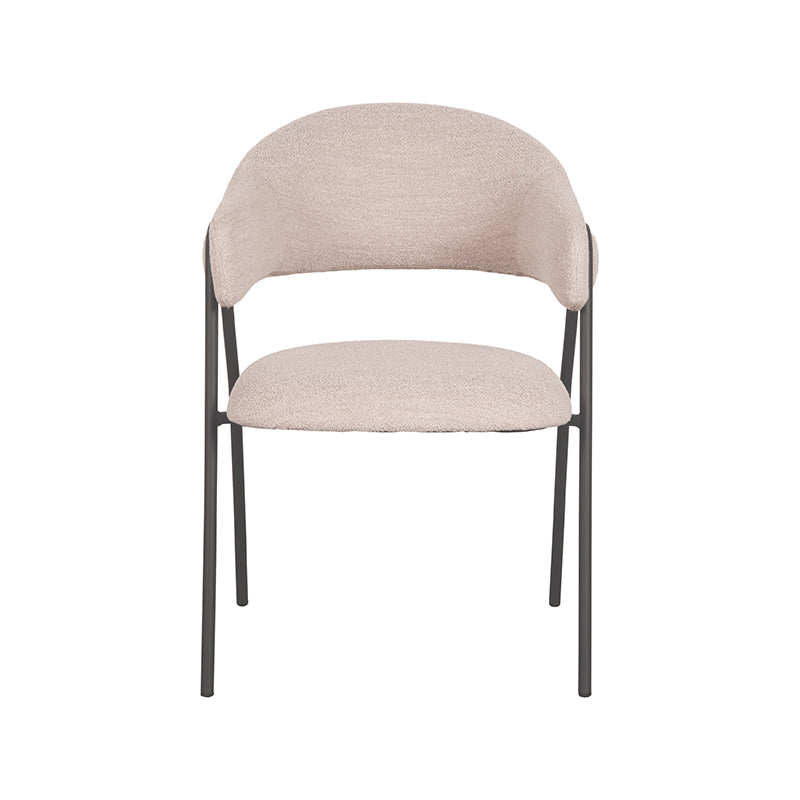LABEL51 Eetkamerstoelen Lowen - Naturel - Boucle - Zwart Metalen Frame