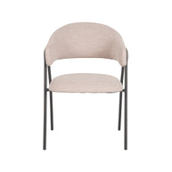 LABEL51 Eetkamerstoelen Lowen - Naturel - Boucle - Zwart Metalen Frame