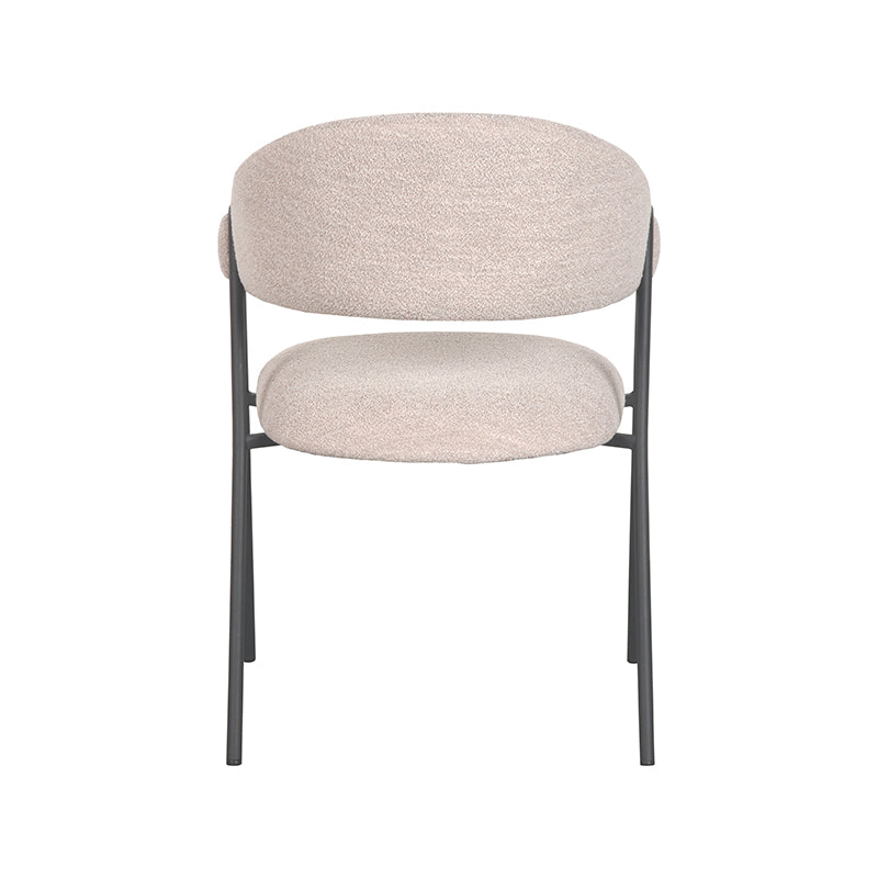 LABEL51 Eetkamerstoelen Lowen - Naturel - Boucle - Zwart Metalen Frame