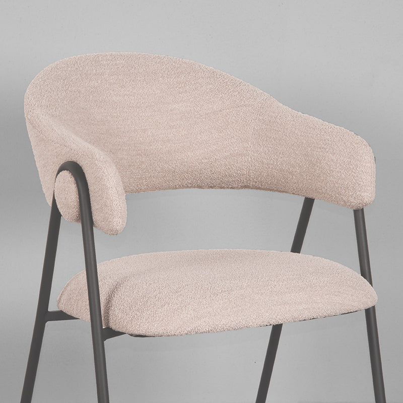 LABEL51 Eetkamerstoelen Lowen - Naturel - Boucle - Zwart Metalen Frame
