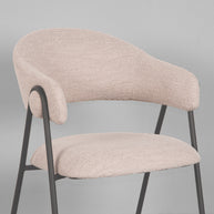 LABEL51 Eetkamerstoelen Lowen - Naturel - Boucle - Zwart Metalen Frame
