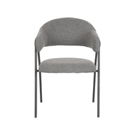 LABEL51 Eetkamerstoelen Lowen - Grijs - Boucle - Zwart Metalen Frame