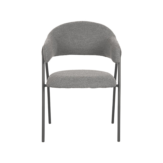 LABEL51 Eetkamerstoelen Lowen - Grijs - Boucle - Zwart Metalen Frame