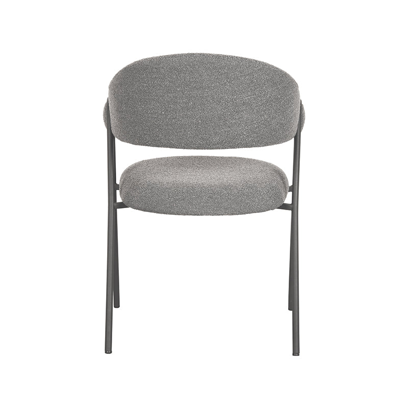 LABEL51 Eetkamerstoelen Lowen - Grijs - Boucle - Zwart Metalen Frame