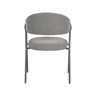 LABEL51 Eetkamerstoelen Lowen - Grijs - Boucle - Zwart Metalen Frame