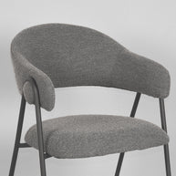 LABEL51 Eetkamerstoelen Lowen - Grijs - Boucle - Zwart Metalen Frame