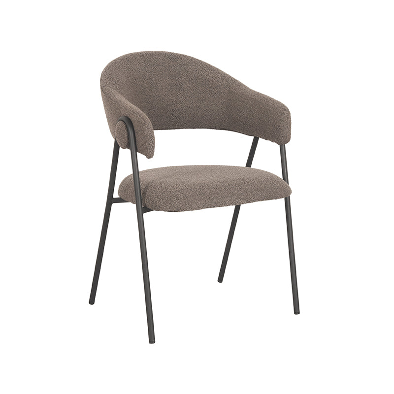 LABEL51 Eetkamerstoelen Lowen - Bruin - Boucle - Zwart Metalen Frame
