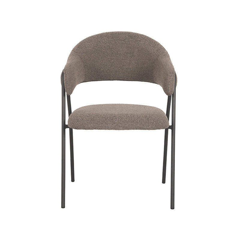 LABEL51 Eetkamerstoelen Lowen - Bruin - Boucle - Zwart Metalen Frame