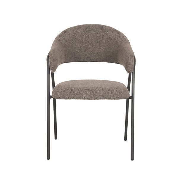 LABEL51 Eetkamerstoelen Lowen - Bruin - Boucle - Zwart Metalen Frame