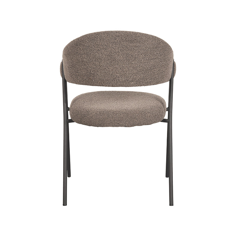 LABEL51 Eetkamerstoelen Lowen - Bruin - Boucle - Zwart Metalen Frame
