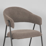 LABEL51 Eetkamerstoelen Lowen - Bruin - Boucle - Zwart Metalen Frame