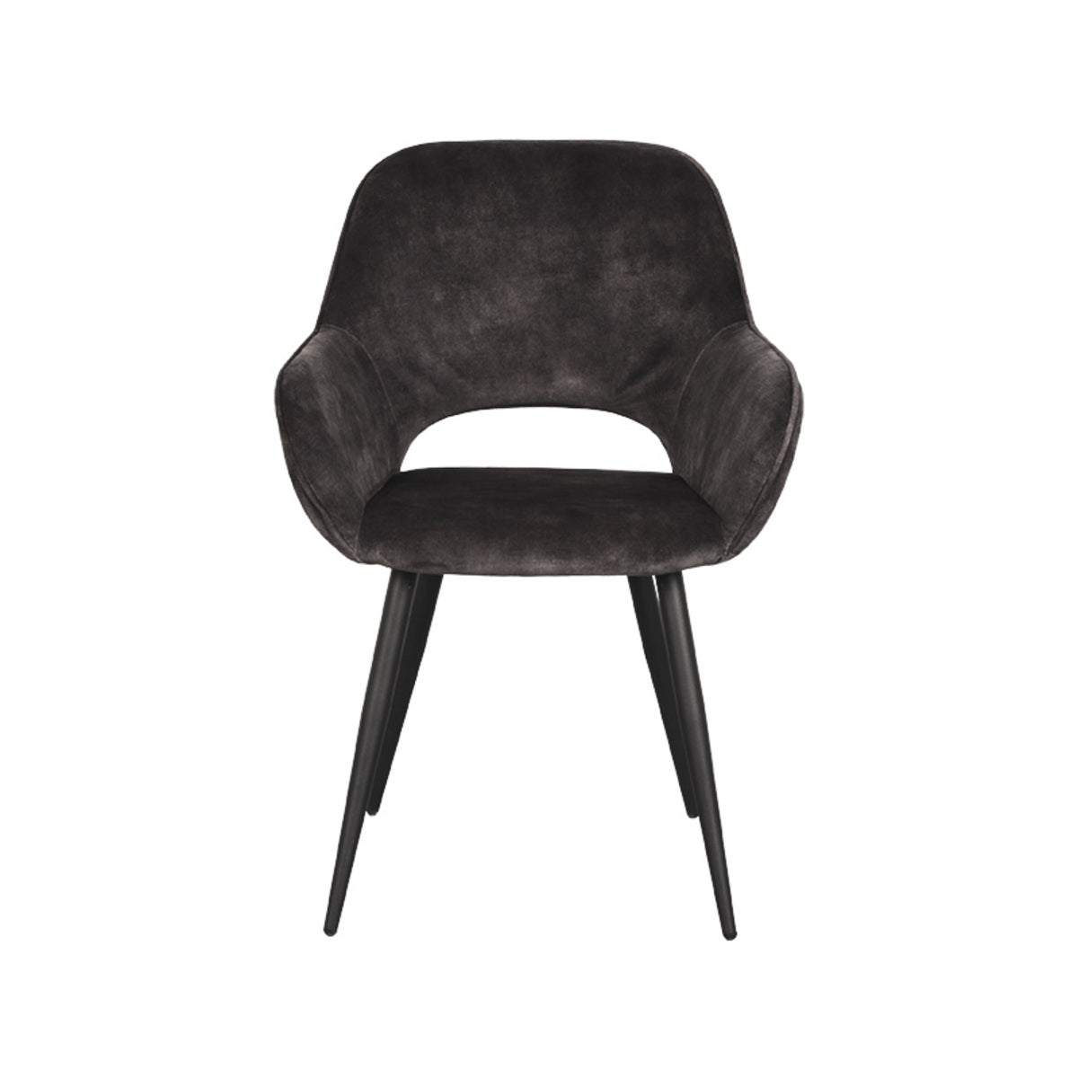 LABEL51 Eetkamerstoelen Fer - Antraciet - Velvet - Zwart Metalen Frame