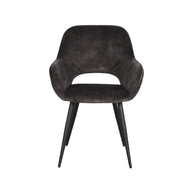 LABEL51 Eetkamerstoelen Fer - Antraciet - Velvet - Zwart Metalen Frame