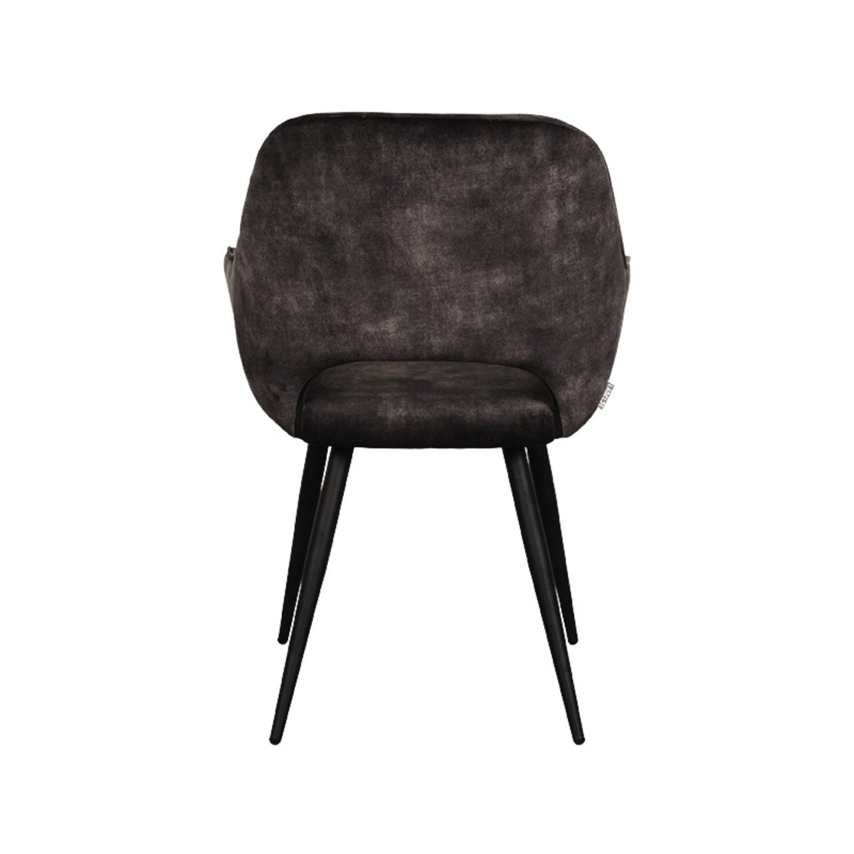 LABEL51 Eetkamerstoelen Fer - Antraciet - Velvet - Zwart Metalen Frame