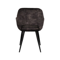 LABEL51 Eetkamerstoelen Fer - Antraciet - Velvet - Zwart Metalen Frame