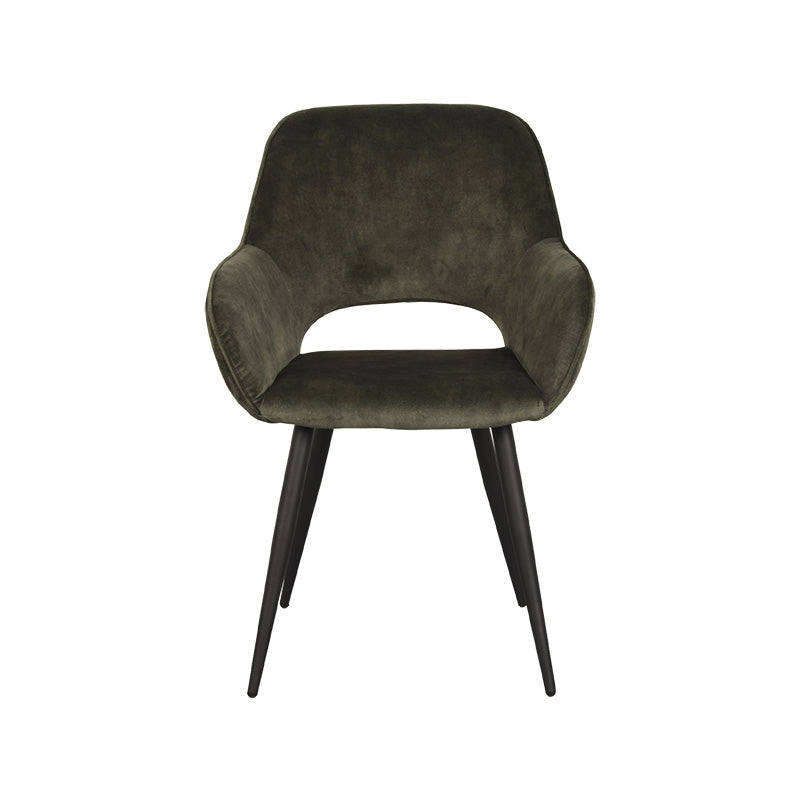 LABEL51 Eetkamerstoelen Fer - Hunter - Velvet - Zwart Metalen Frame