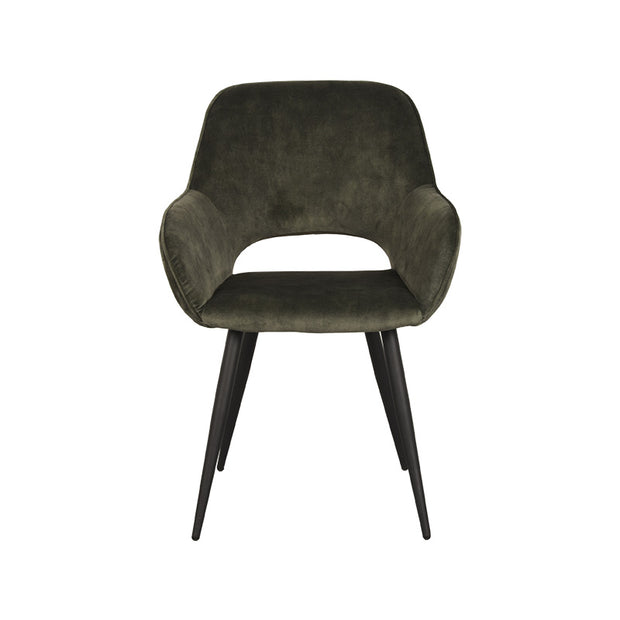 LABEL51 Eetkamerstoelen Fer - Hunter - Velvet - Zwart Metalen Frame