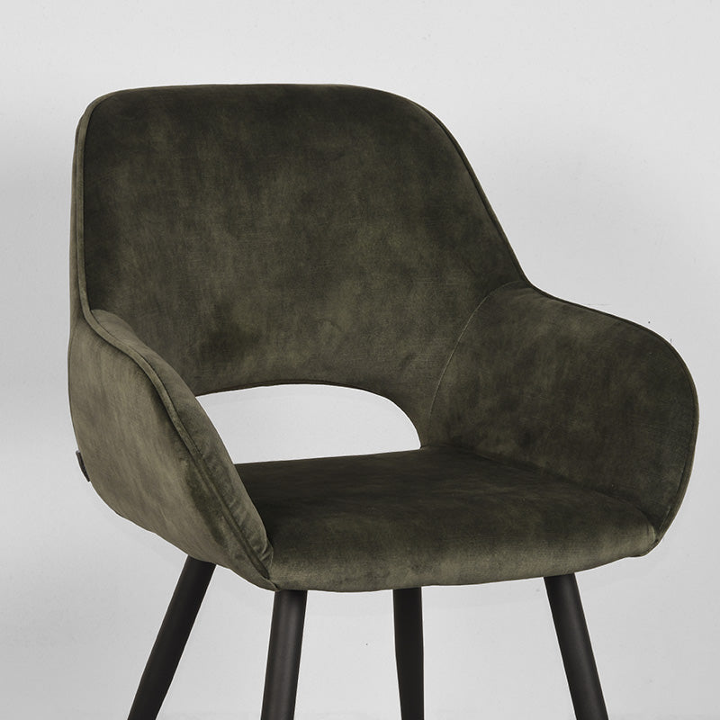 LABEL51 Eetkamerstoelen Fer - Hunter - Velvet - Zwart Metalen Frame