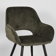 LABEL51 Eetkamerstoelen Fer - Hunter - Velvet - Zwart Metalen Frame