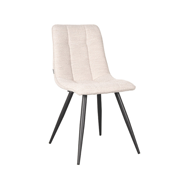 LABEL51 Eetkamerstoelen Jelt - Naturel - Boucle - Zwart Metalen Frame