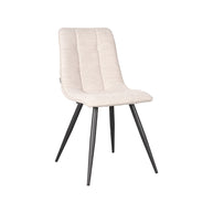 LABEL51 Eetkamerstoelen Jelt - Naturel - Boucle - Zwart Metalen Frame